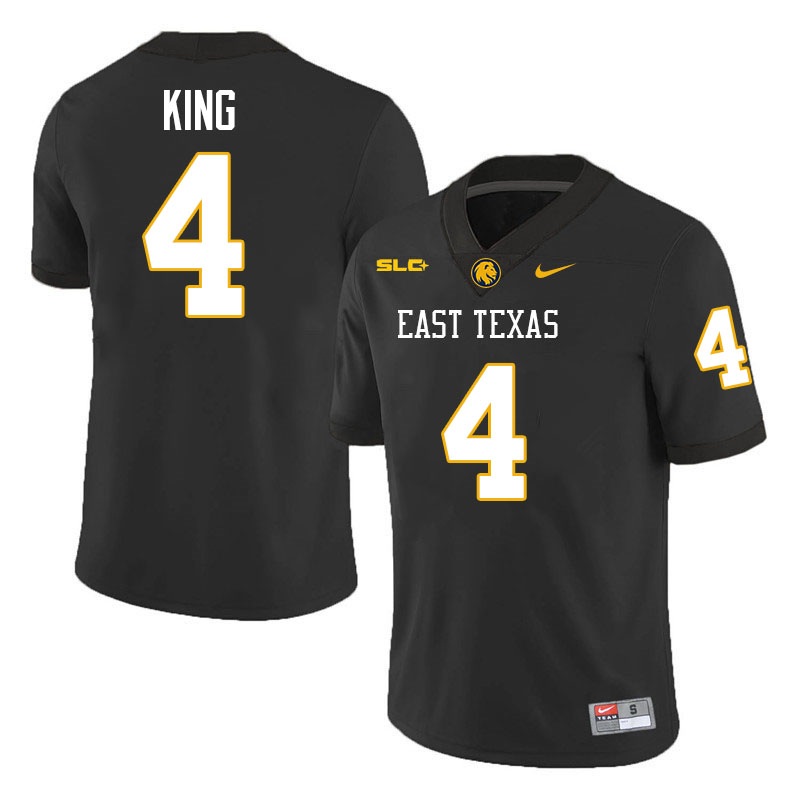 East Texas A&M Lions #4 Koby-Sebasyen King College Football Jerseys,Uniforms-Black